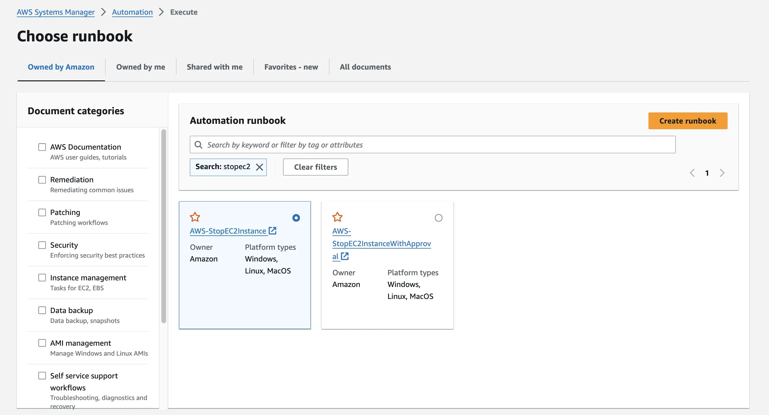 aws-system-manager-autometion-choose-runbook